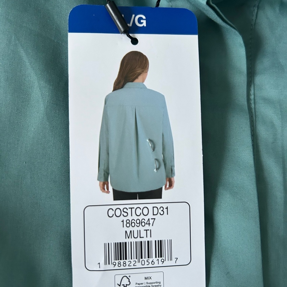 🔥🆕🔥 French Connection Teal Long Sleeve Henley Blouse - Size L - Picture 6 of 8